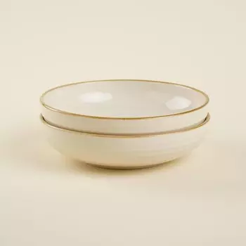 Тарелки глубокие SL Home «Леггеро», 18.55 см, набор 2 шт., фарфор, бежевые