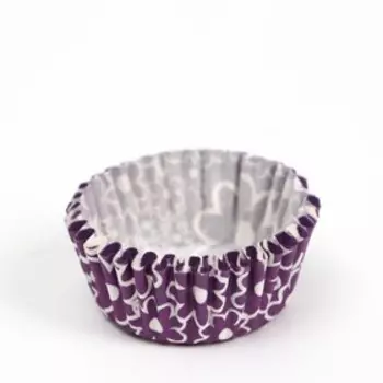 Форма для выпечки капкейков и маффинов, бумажная, круглая «Цветочки» фиолетовая, 3.52 см