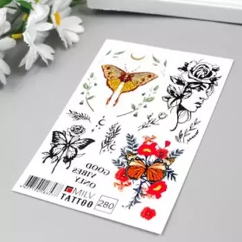 Татуировка на тело "Бабочки" 10х15 см