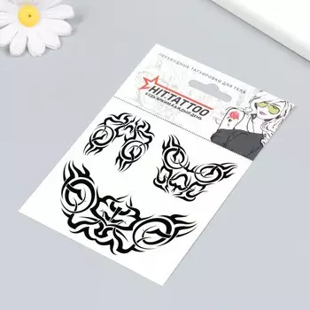 Переводные тату на тело чёрные «Бабочки трайбл», 1010 см