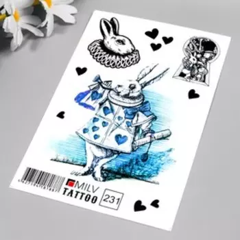 Татуировка на тело "Белый кролик" 10х15 см