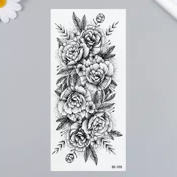 Татуировка на тело черная "Букет" 19х9,5 см