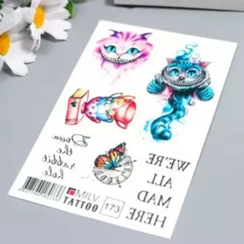 Татуировка на тело "Чеширский Кот" 10х15 см