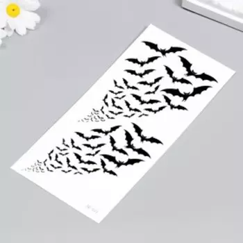 Татуировка на тело чёрная "Летучие мыши" 21х9,5 см