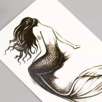 Татуировка на тело чёрная "Русалка" 10,5х6 см