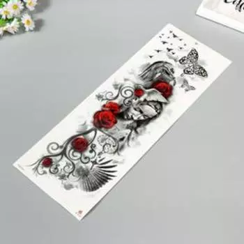 Татуировка на тело чёрная с цветом "Молитва" 48,5х17 см