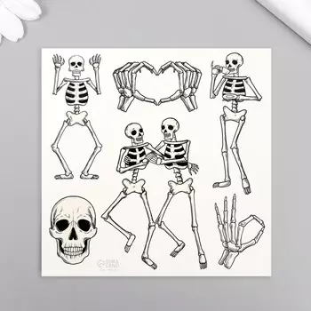 Переводные тату на тело чёрные «Скелеты», 1010 см