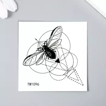 Переводная тату на тело чёрная «Траектория полёта осы», 66 см