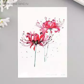 Татуировка на тело цветная "Цветы. Акварель" 15х10,5 см