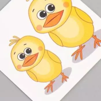 Татуировка на тело цветная "Цыплята" 6х6 см