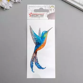 Татуировка на тело "Цветная колибри"