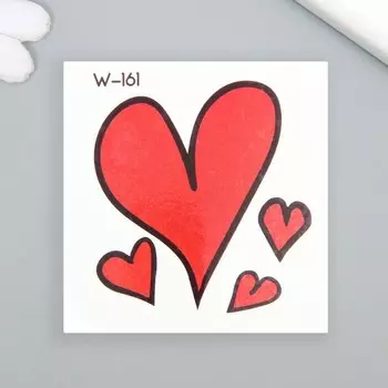 Татуировка на тело цветная "Красные сердечки" 6х6 см