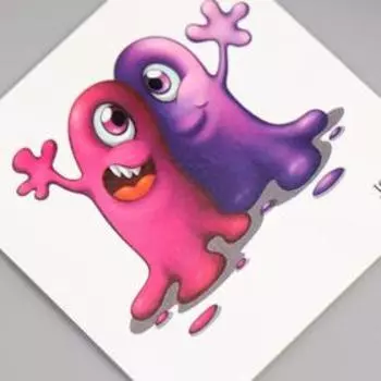 Татуировка на тело цветная "Лизунчики" 6х6 см