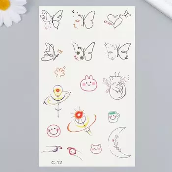 Переводные тату цветные «Минималистичные рисунки», временные татуировки, 1811 см