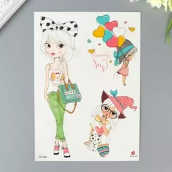 Татуировка на тело цветная "Модница" 21х15 см