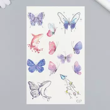 Татуировка на тело цветная "Нежные бабочки" 18х11 см