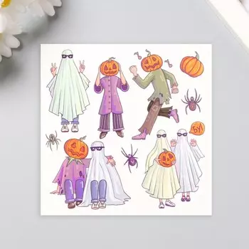 Переводные тату на тело цветные «Приведения и тыквы», 1010 см