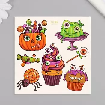 Переводные тату на тело цветные «Ужасные сладости», 1010 см