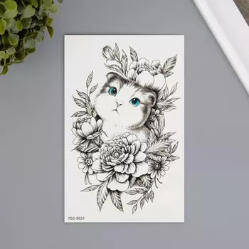 Переводная тату на тело цветная «Вислоухий котик», 1219 см