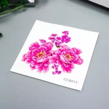 Татуировка на тело цветная "Восточные цветы" 6х6 см