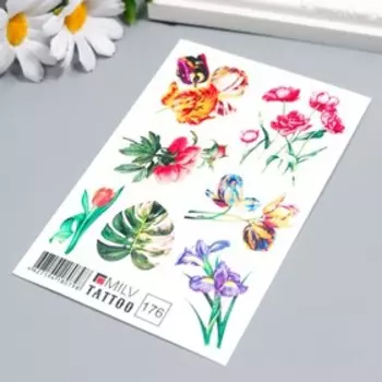 Татуировка на тело "Цветочные" 10х15 см