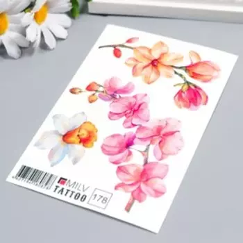 Татуировка на тело "Цветочные веточки" 10х15 см