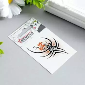 Татуировка на тело "Цветок в стиле трайбл" 5,3х6,3 см