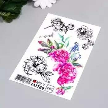 Татуировка на тело "Цветы" 10х15 см