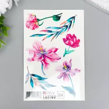 Татуировка на тело "Цветы" 10х15 см