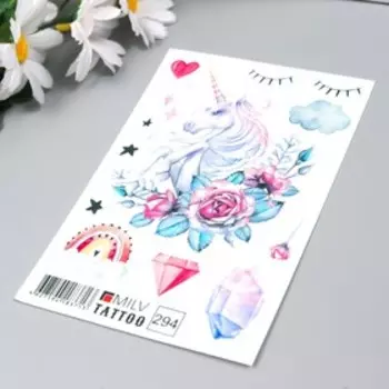 Татуировка на тело "Единорог" 10х15 см