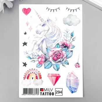 Татуировка на тело "Единорог" 10х15 см