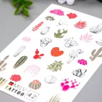 Татуировка на тело "Кактусы" 10х15 см