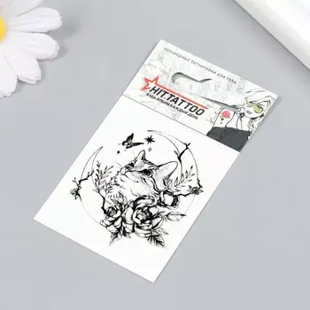 Татуировка на тело "Кошка и месяц" 5,3х6,2 см