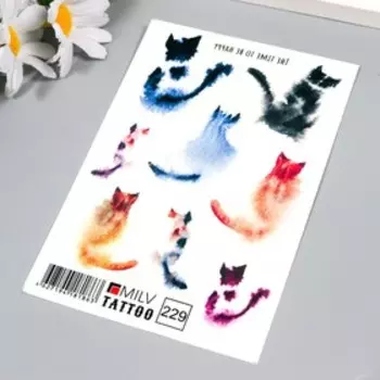 Татуировка на тело "Кошки" 10х15 см