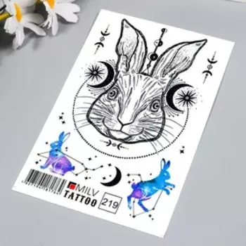 Татуировка на тело "Космический кролик" 10х15 см