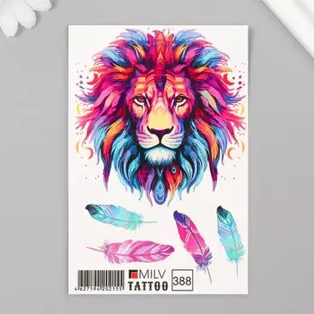 Татуировка на тело "Лев" 10х15 см
