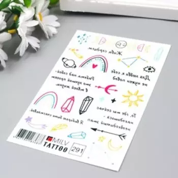 Татуировка на тело "Надписи, рисунки" 10х15 см