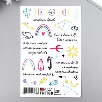 Татуировка на тело "Надписи, рисунки" 10х15 см