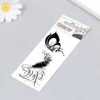 Татуировка на тело "Перо, бабочка" 5,6х12 см