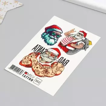 Татуировка на тело "Плохой Санта" 10х15 см