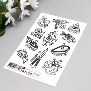 Татуировка на тело "Рисунки, надписи" 10х15 см