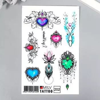 Татуировка на тело "Сердечки" 10х15 см