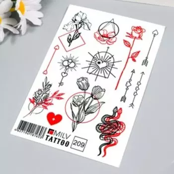 Татуировка на тело "Символы" 10х15 см