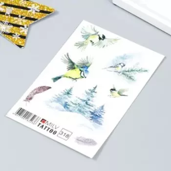 Татуировка на тело "Синички" 10х15 см