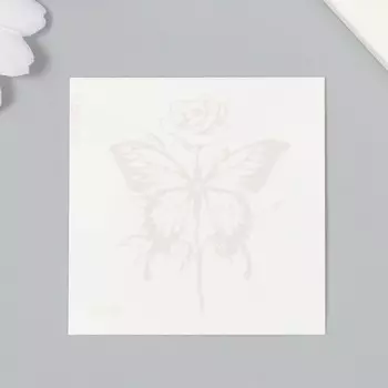 Переводная тату на тело синяя водостойкая «Бабочка и роза», 66 см