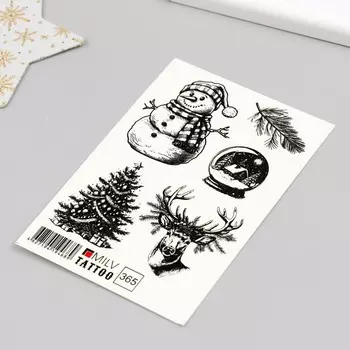 Татуировка на тело "Снеговик" 10х15 см