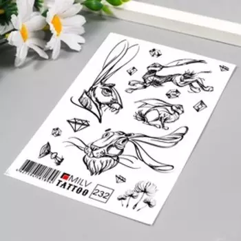 Татуировка на тело "Заяц" 10х15 см