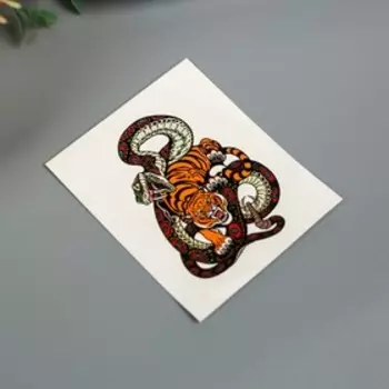 Татуировка на тело "Змея и тигр"