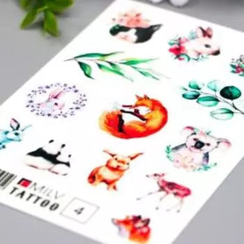 Татуировка на тело "Звери" 10х15 см