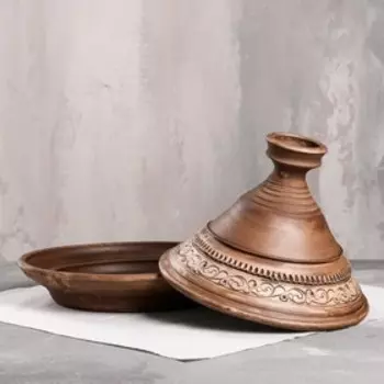 Тажин "Дворянский", ангоб, красная глина, 2 л